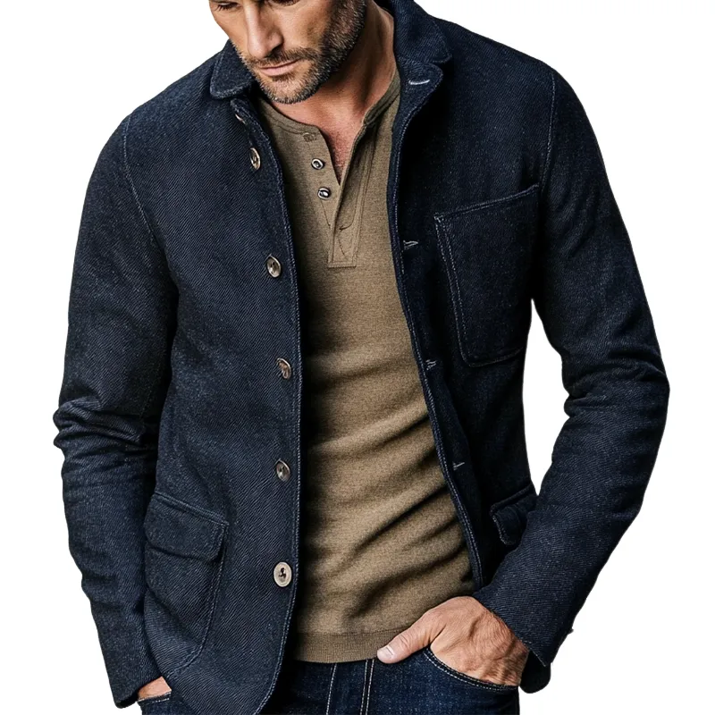 Men's Blended Lapel Single-breasted Twill Jacket MTA2264H5X sold by Manly