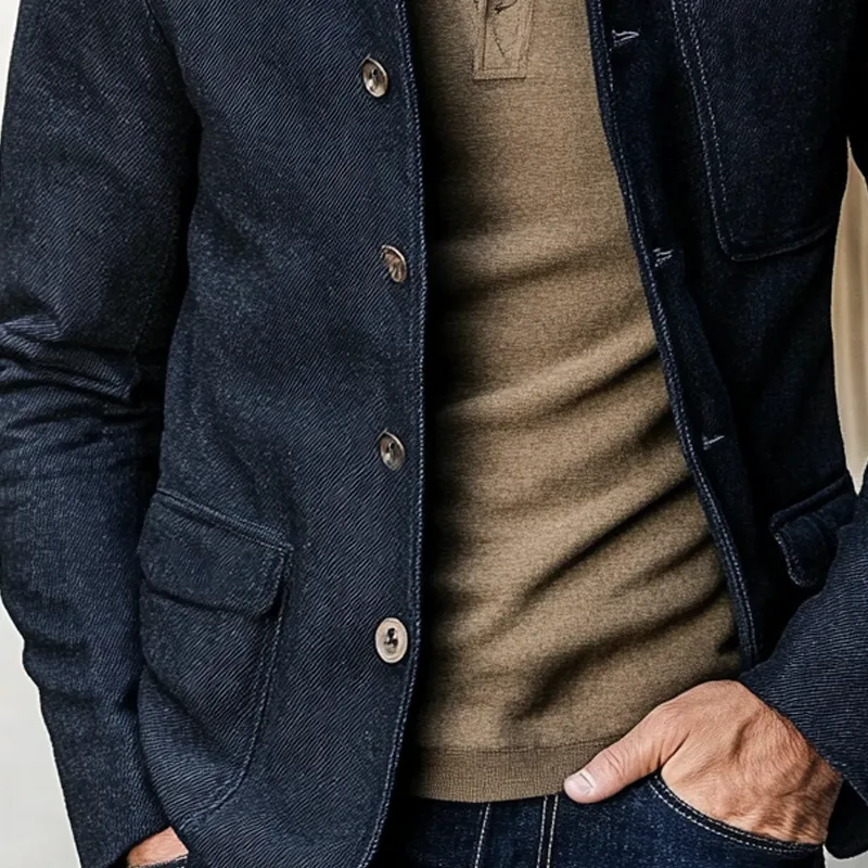 Men's Blended Lapel Single-breasted Twill Jacket MTA2264H5X sold by Manly product image thumbnail 4