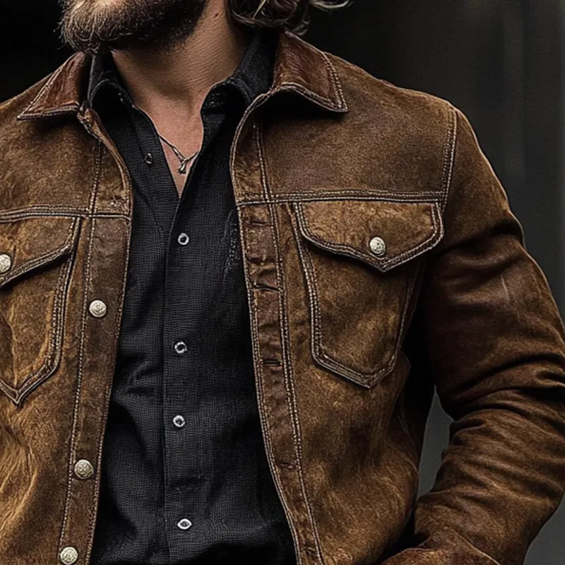 Men's Solid Faux Suede Lapel Jacket MTA2034H5X sold by Manly product image thumbnail 3