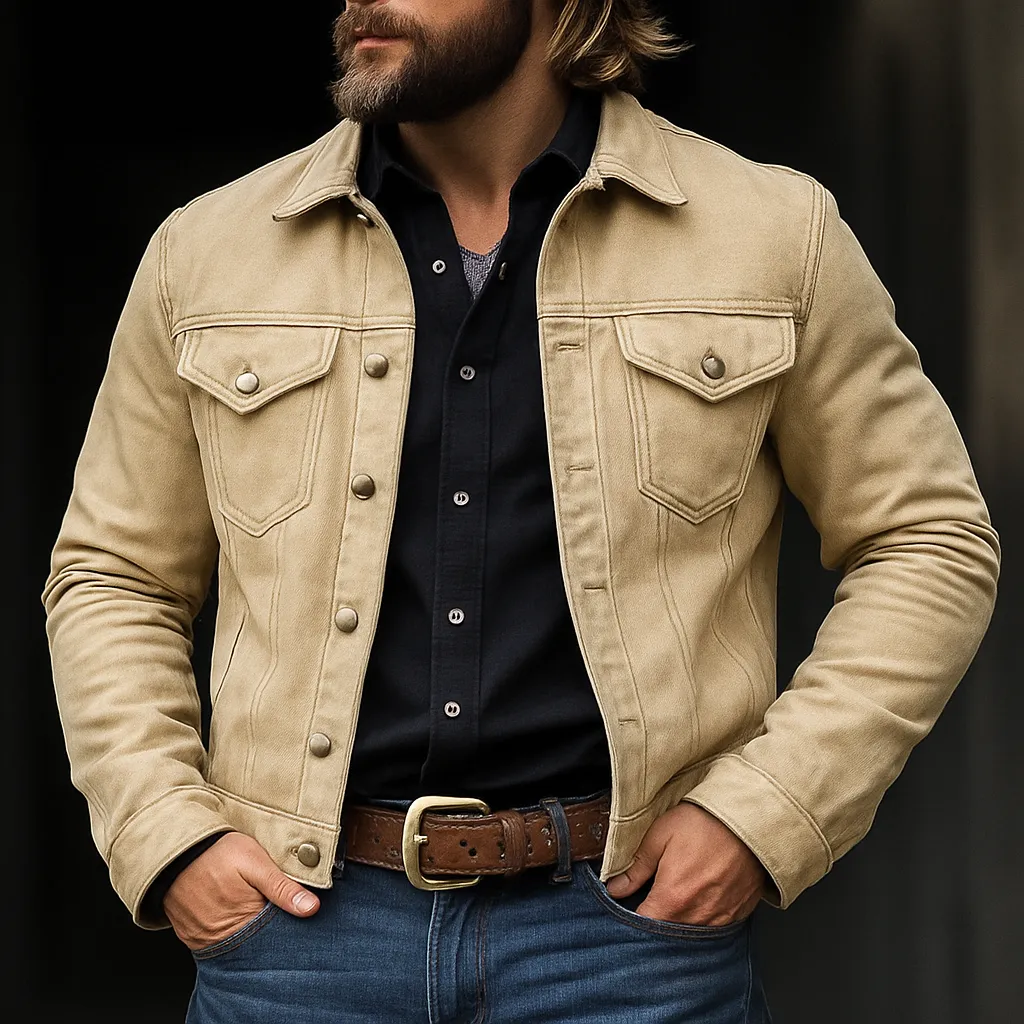 Men's Solid Faux Suede Lapel Jacket MTA2034H5X sold by Manly product image thumbnail 2