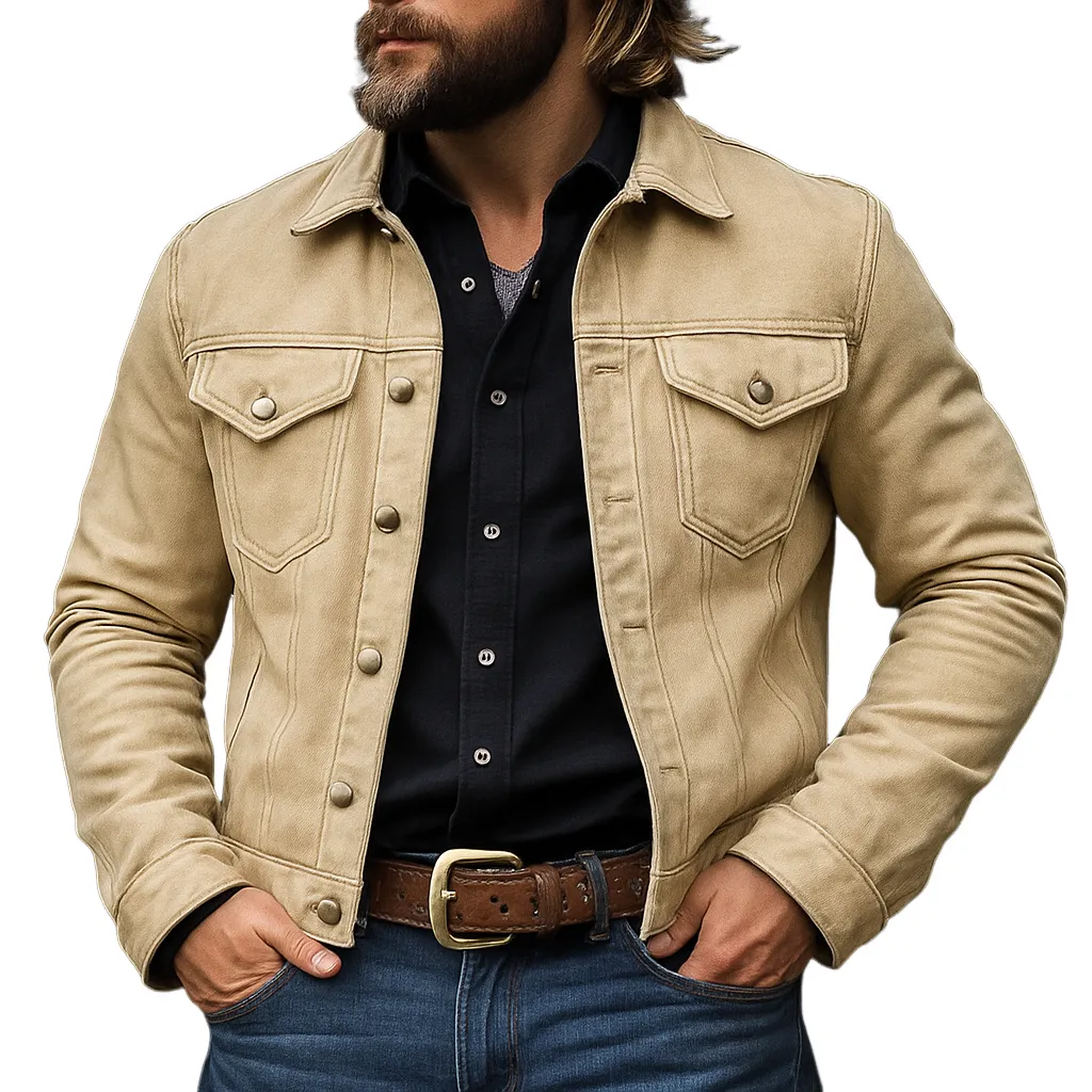 Men's Solid Faux Suede Lapel Jacket MTA2034H5X sold by Manly