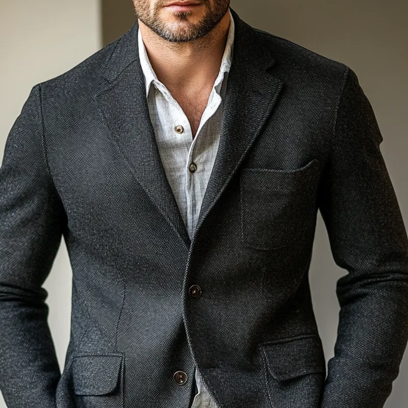 Men's Twill Blend Solid Color Blazer MTA2200H1X sold by Manly product image thumbnail 3