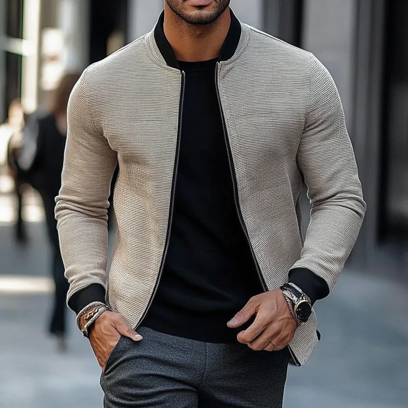 Men's Sporty Contrast Baseball Collar Jacket MTA2072H0X sold by Manly product image thumbnail 2