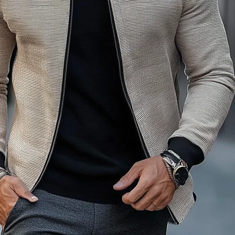 Men's Sporty Contrast Baseball Collar Jacket MTA2072H0X sold by Manly product image thumbnail 3