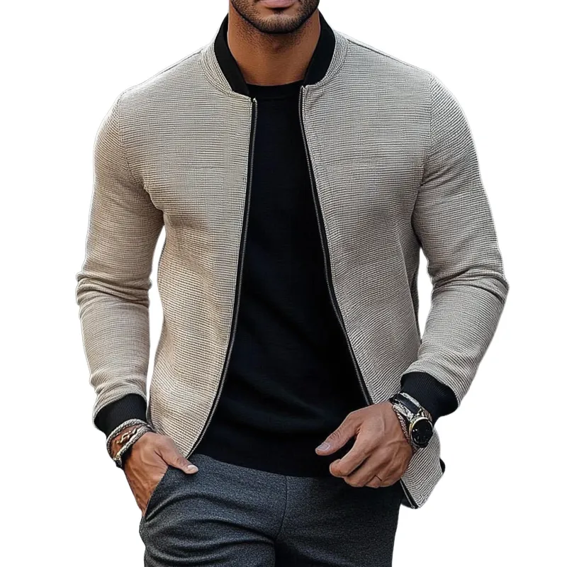 Men's Sporty Contrast Baseball Collar Jacket MTA2072H0X sold by Manly