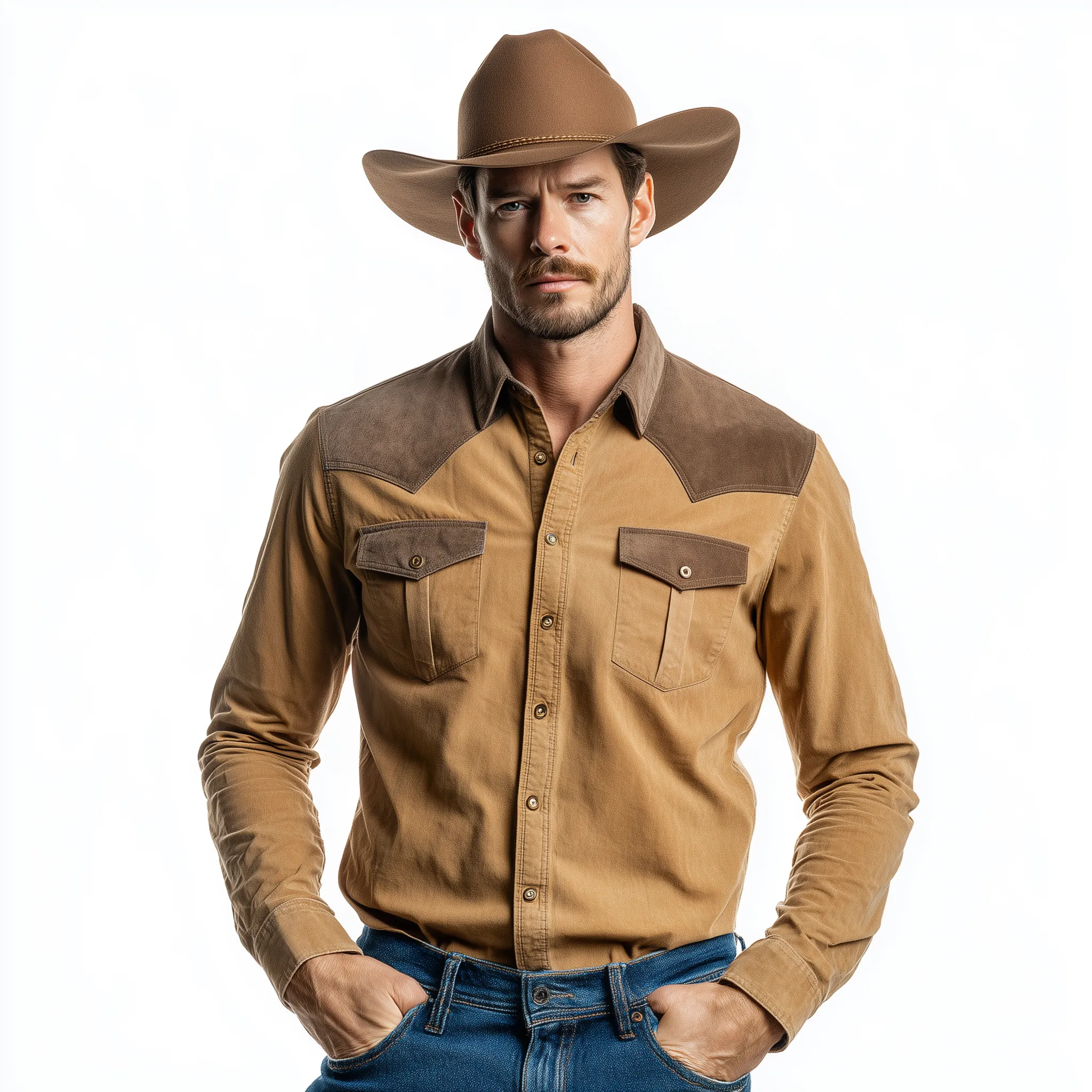 Men's Classic Casual Shoulder Panel Suede Slim Fit Cotton Blend Long Sleeve Shirt MTA2204H3K sold by Manly product image thumbnail 2