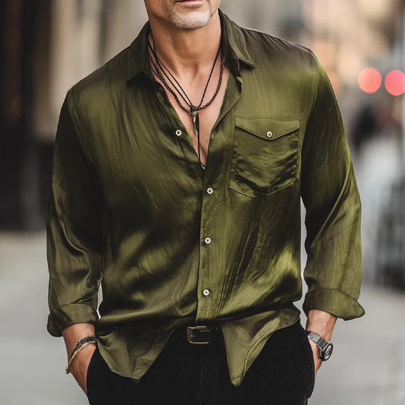 Men's Classic Business Satin Long Sleeve Shirt MTA2282H3U sold by Manly product image thumbnail 5