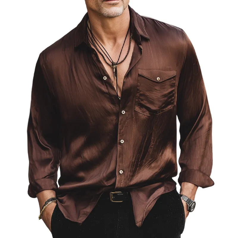 Men's Classic Business Satin Long Sleeve Shirt MTA2282H3U sold by Manly