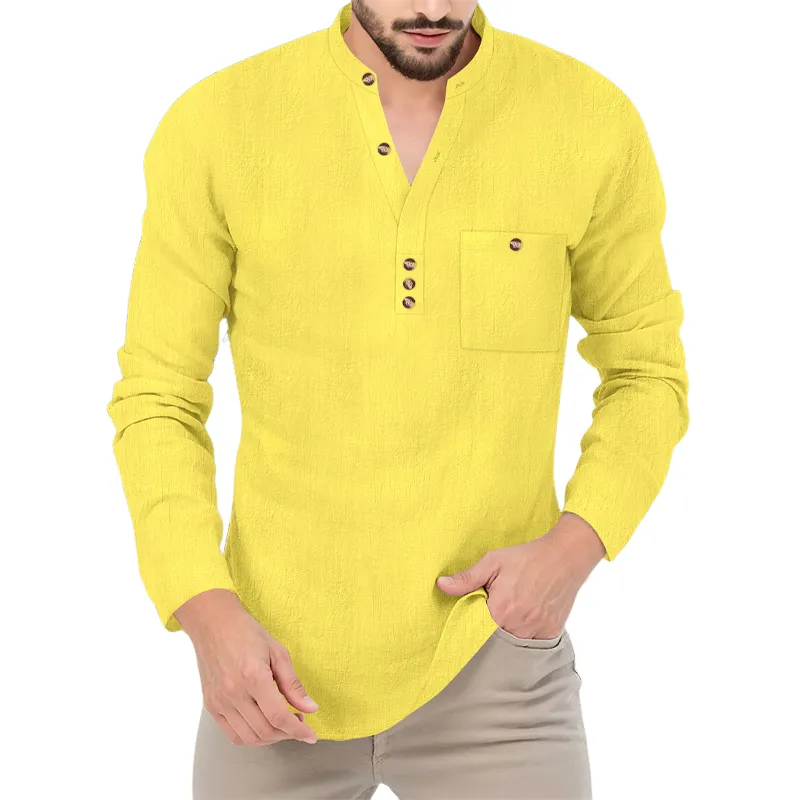 Men's Classic Solid Color Textured Long-sleeved T-shirt MTA2221H7U sold by Manly