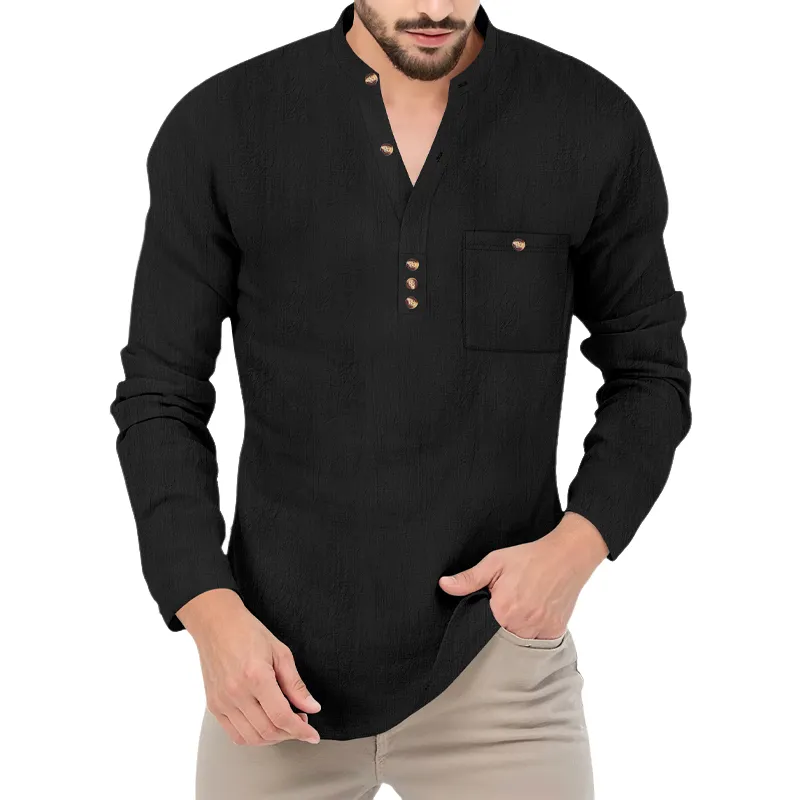 Men's Classic Solid Color Textured Long-sleeved T-shirt MTA2221H7U sold by Manly product image thumbnail 2