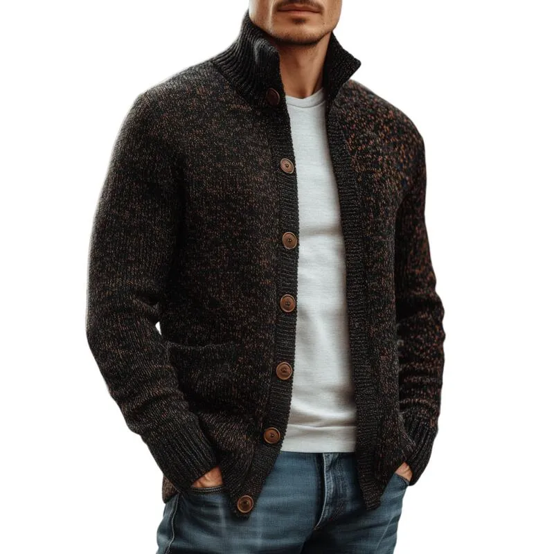 Men's Vintage Casual Stand Collar Single-Breasted Slim Fit Warm Knitted Cardigan MTA2119H0M sold by Manly