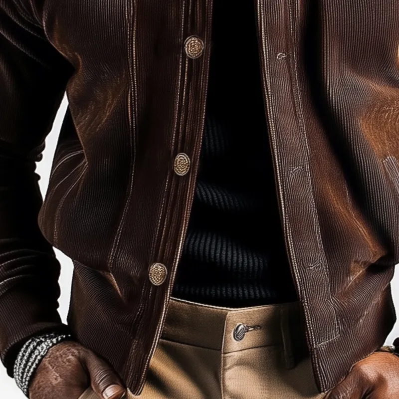 Men's Vintage Solid Color Corduroy Lapel Jacket MTA2090H2X sold by Manly product image thumbnail 3