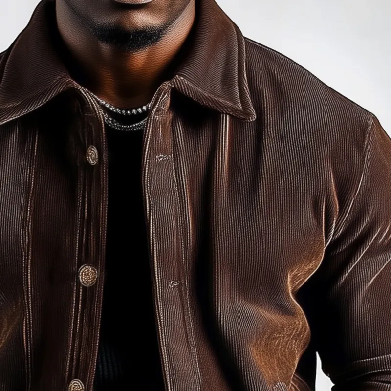 Men's Vintage Solid Color Corduroy Lapel Jacket MTA2090H2X sold by Manly product image thumbnail 2