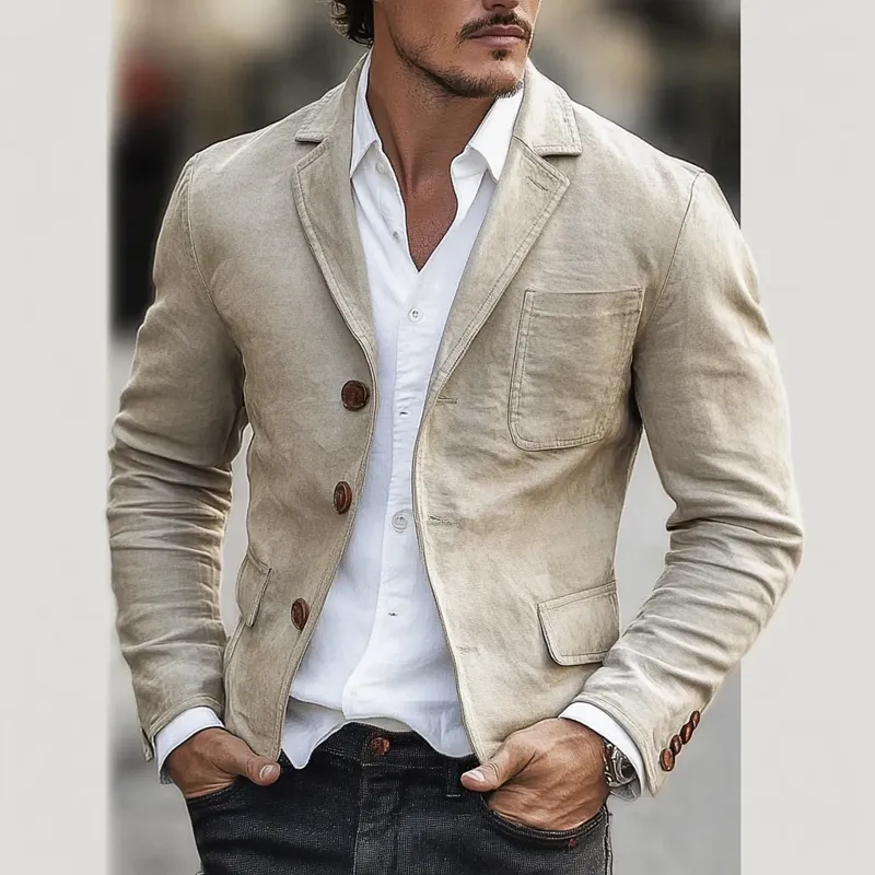 Men's Solid Color Casual Cotton Single-breasted Blazer MTA2076H0X sold by Manly product image thumbnail 4