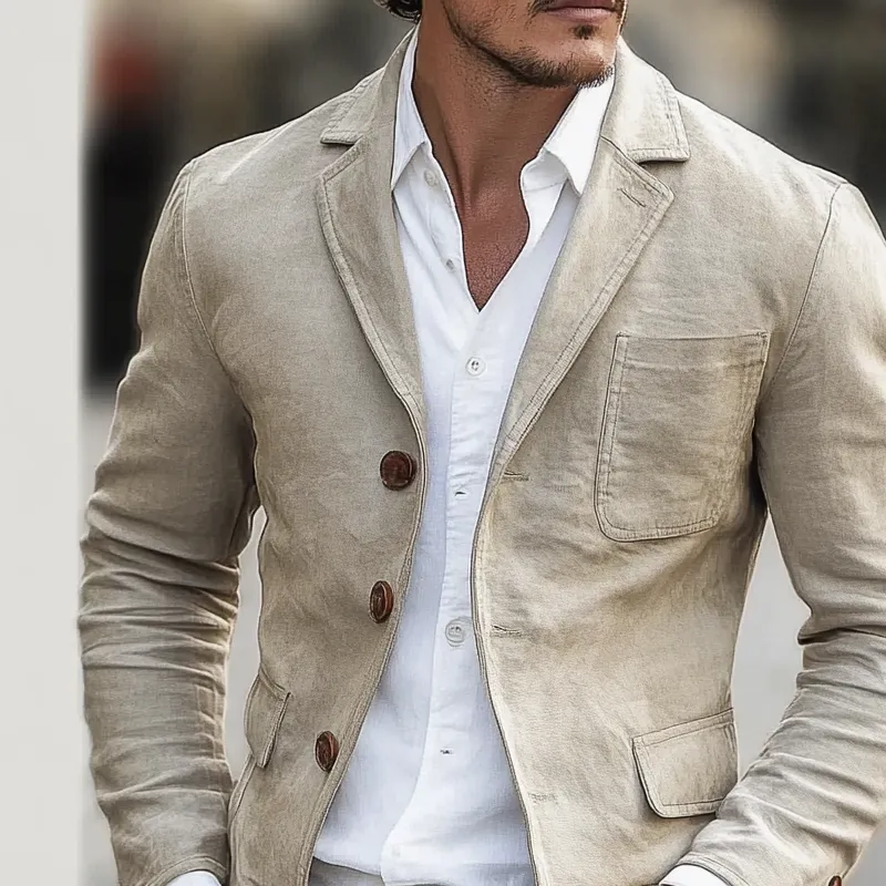 Men's Solid Color Casual Cotton Single-breasted Blazer MTA2076H0X sold by Manly product image thumbnail 3