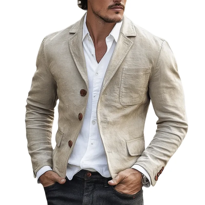 Men's Solid Color Casual Cotton Single-breasted Blazer MTA2076H0X sold by Manly