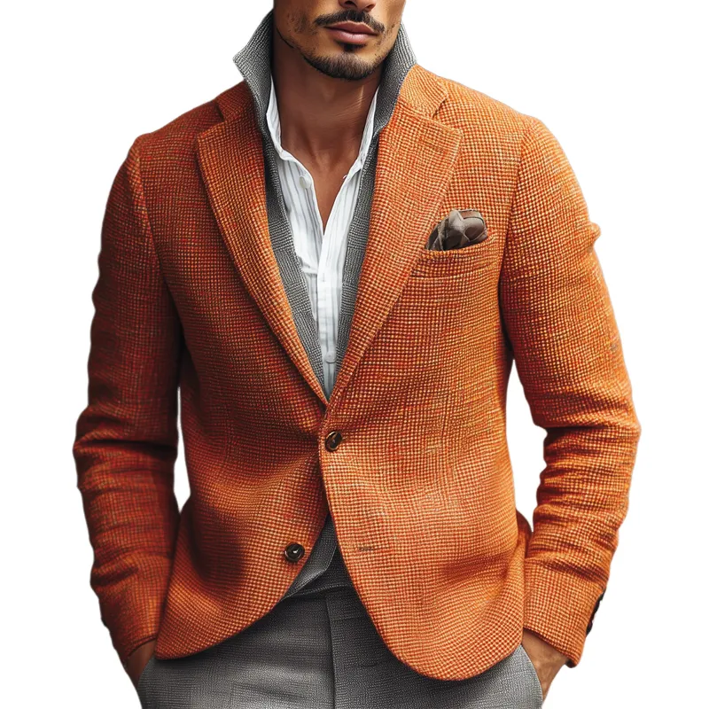 Men's Vintage Plaid Fabric Notch Lapel Two Buttons Blazer MTA2142H9Z sold by Manly