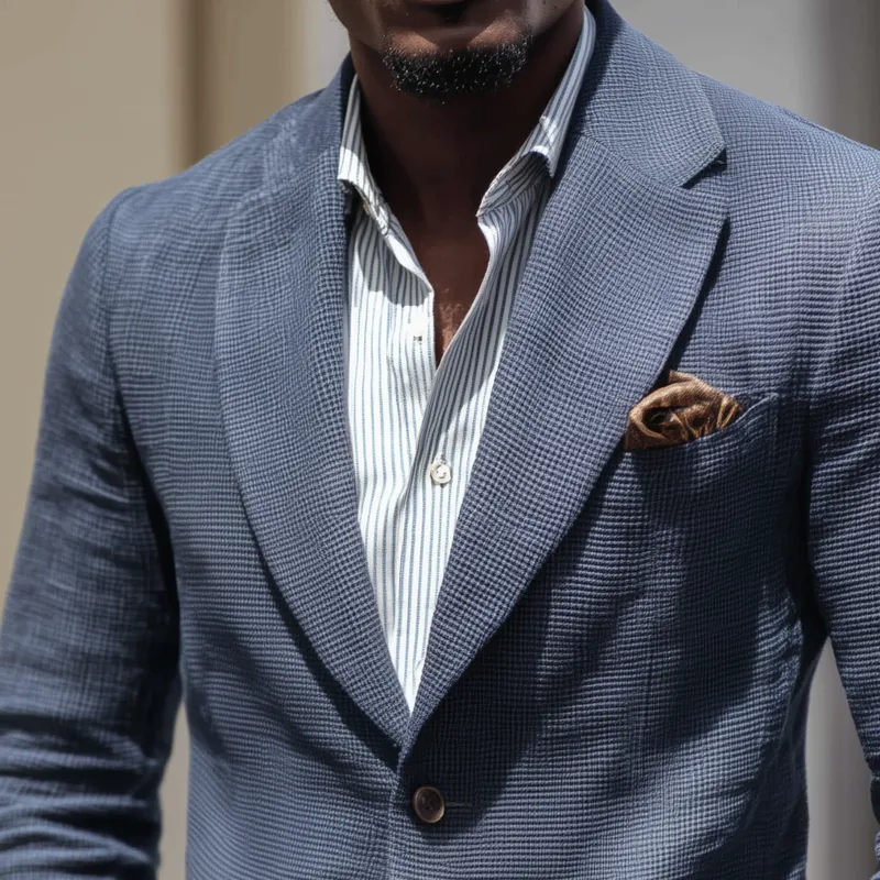 Men's Solid Waffle Notch Lapel Two Buttons Blazer MTA2195H6Z sold by Manly product image thumbnail 3