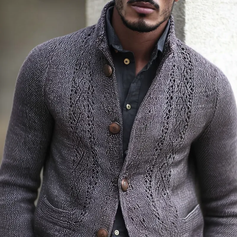 Men's Fashion Jacquard Stand Collar Single Breasted Knitted Cardigan MTA1975H0Z sold by Manly product image thumbnail 3