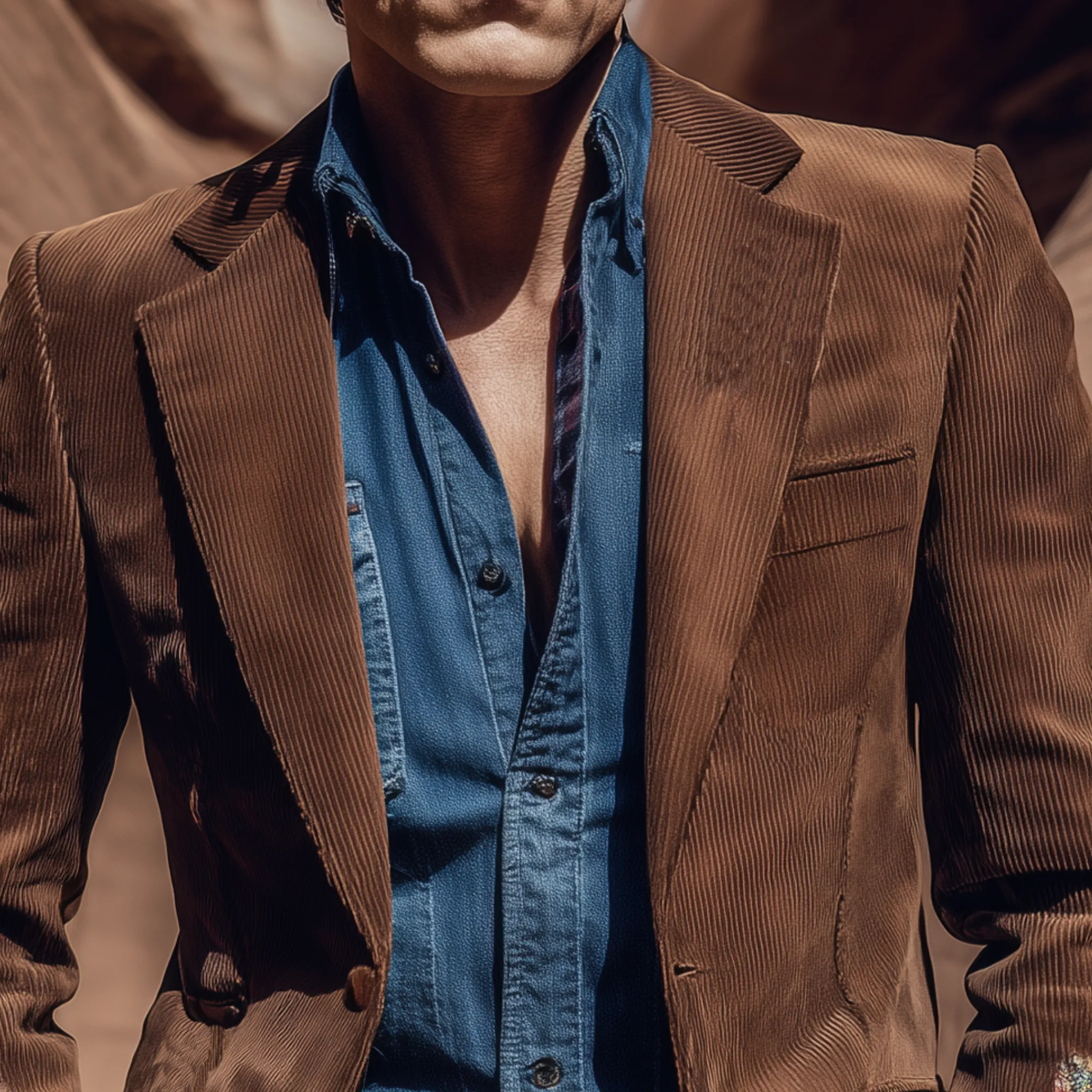 Men's Classic Retro Western Style Single-breasted Corduroy Cuff Embroidered Slim-fit Blazer MTA2187H1K sold by Manly product image thumbnail 4