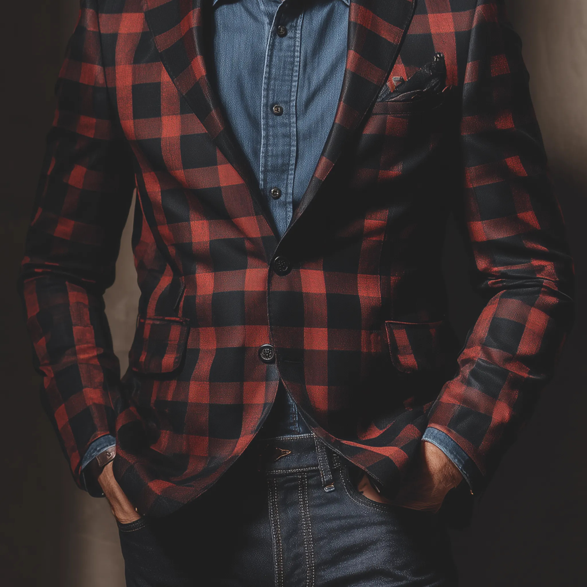 Men's Classic Vintage Check Cotton Blend Single-Breasted Slim-Fit Blazer MTA2155H3K sold by Manly product image thumbnail 5