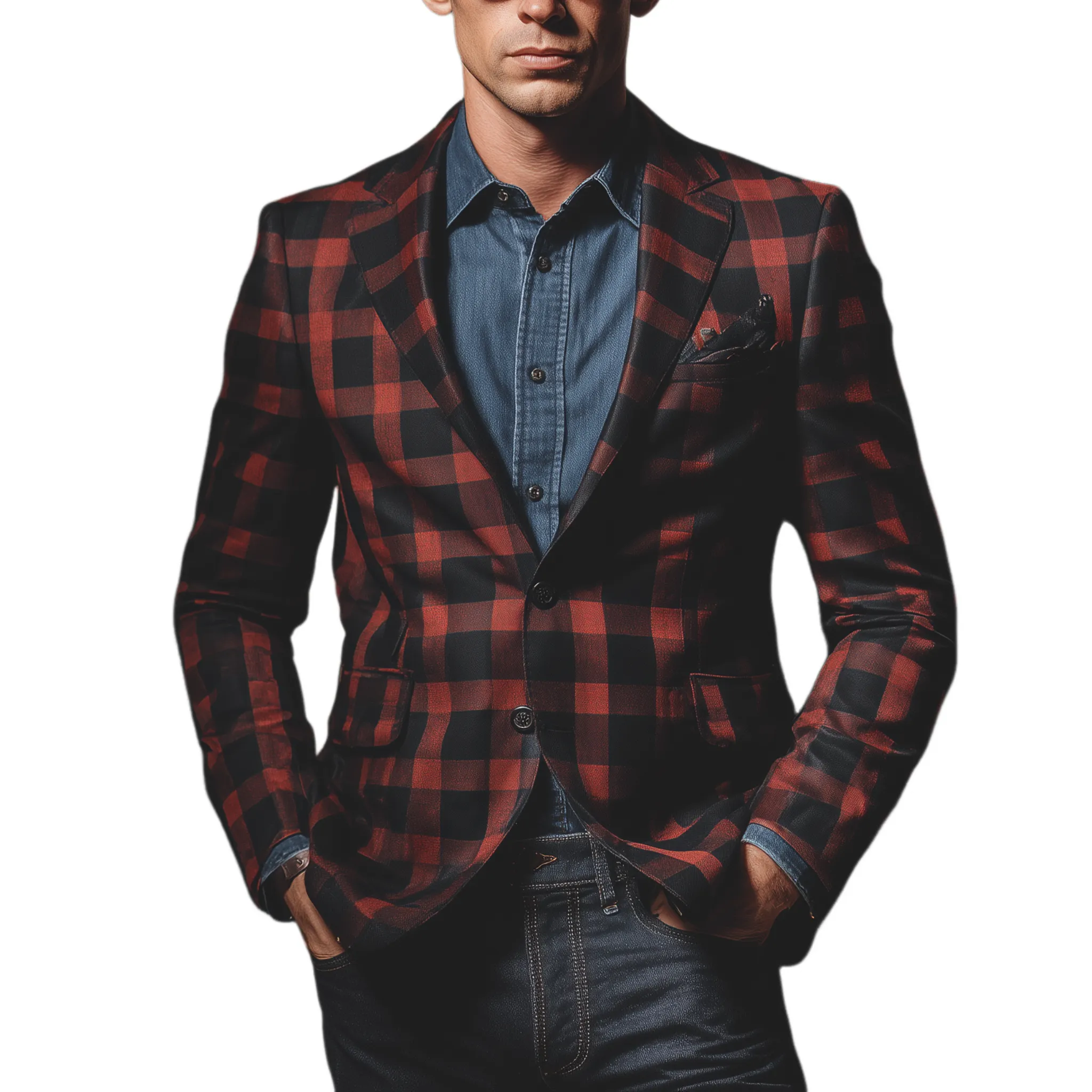Men's Classic Vintage Check Cotton Blend Single-Breasted Slim-Fit Blazer MTA2155H3K sold by Manly