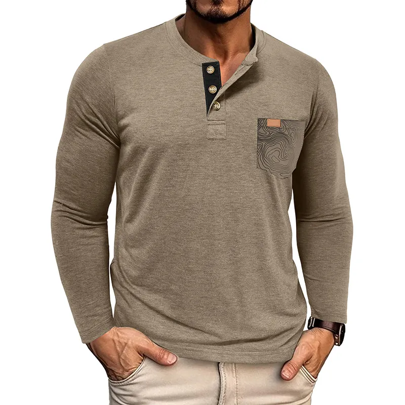 Men's Classic Business Henley Collar Long Sleeve T-Shirt MTA2167H0U sold by Manly product image thumbnail 3