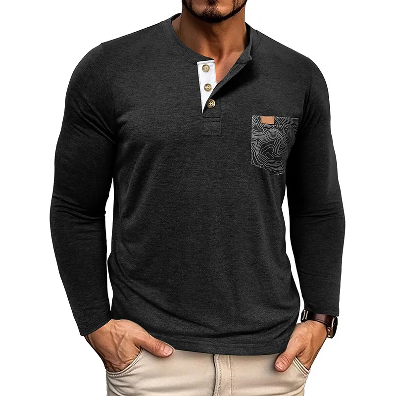 Men's Classic Business Henley Collar Long Sleeve T-Shirt MTA2167H0U sold by Manly product image thumbnail 2