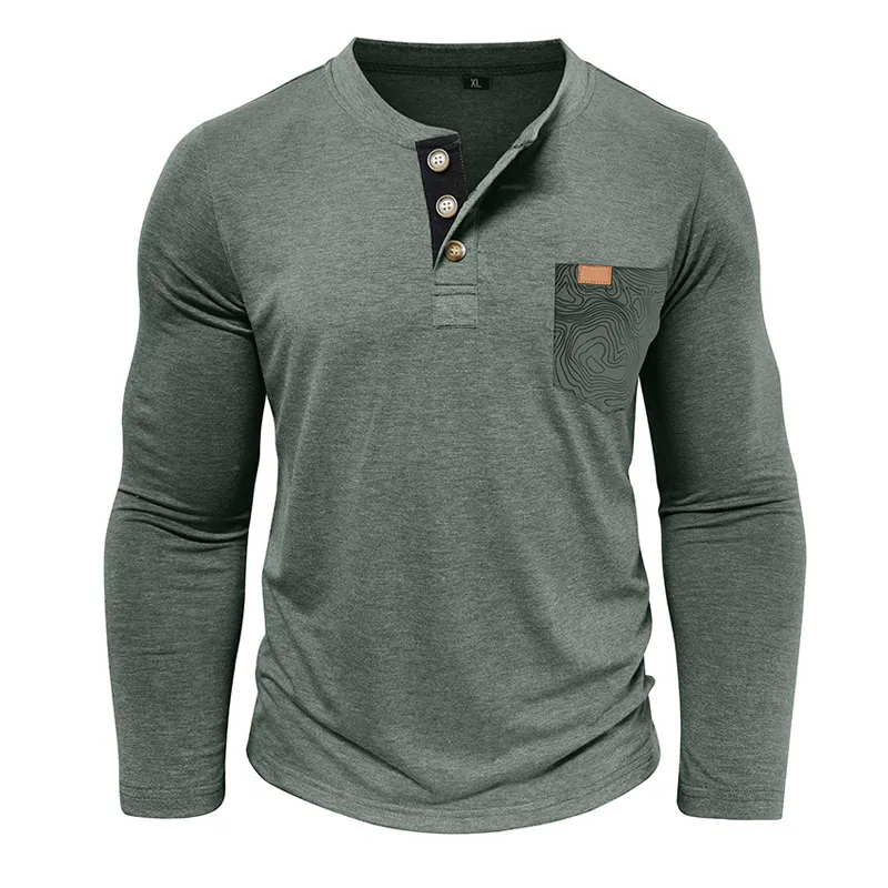 Men's Classic Business Henley Collar Long Sleeve T-Shirt MTA2167H0U sold by Manly product image thumbnail 5