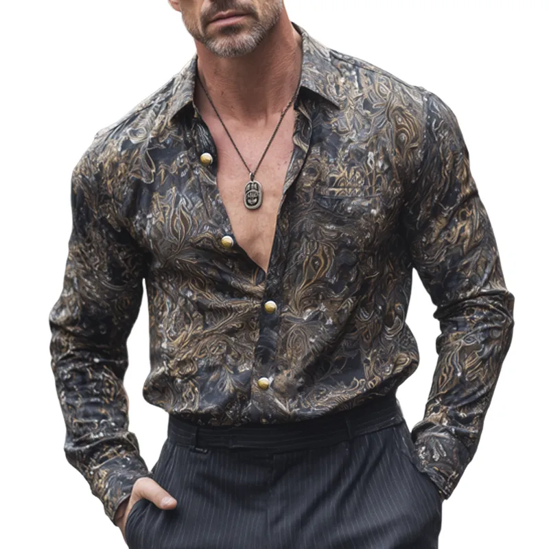 Men's Classic Vintage Print Long Sleeve Shirt MTA2167H1U sold by Manly