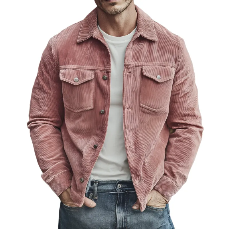 Men's Classic Casual Lapel Pink Corduroy Jacket MTA2585H7K sold by Manly