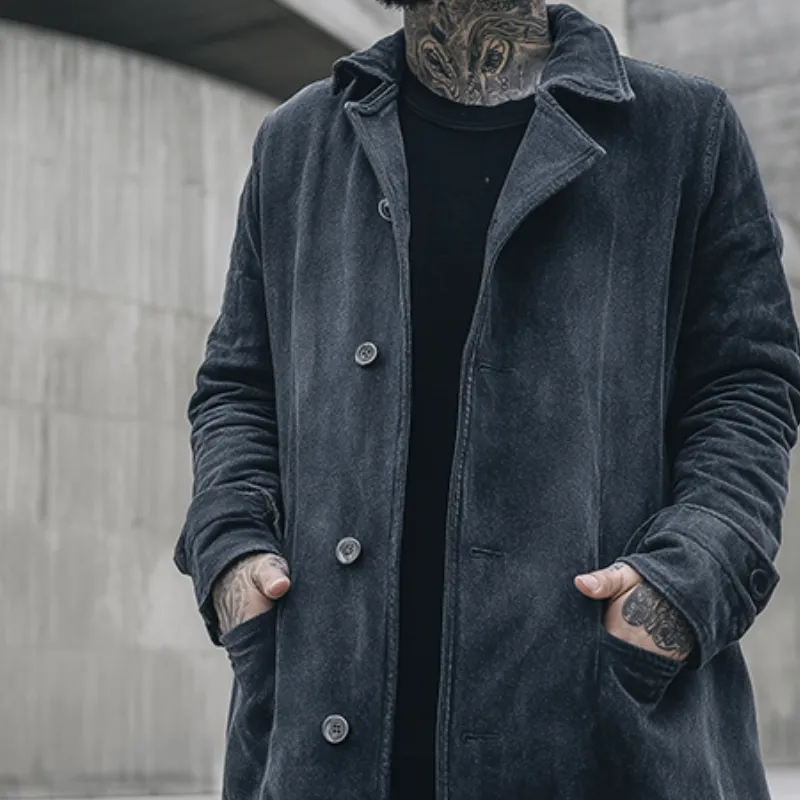 Men's Retro Casual Washed Lapel Long Trench Coat MTA2114H4TO sold by Manly product image thumbnail 3