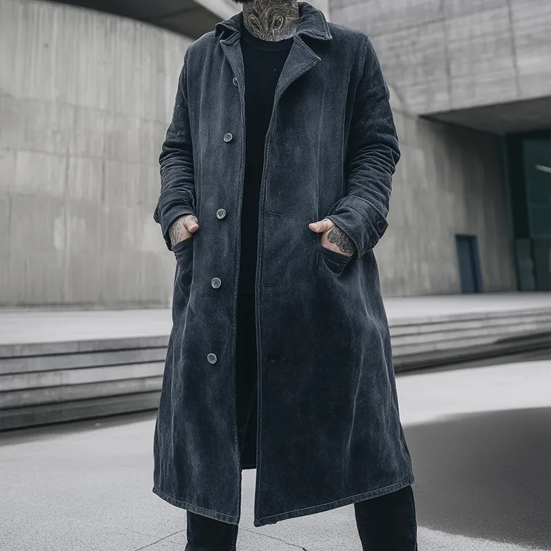 Men's Retro Casual Washed Lapel Long Trench Coat MTA2114H4TO sold by Manly product image thumbnail 2