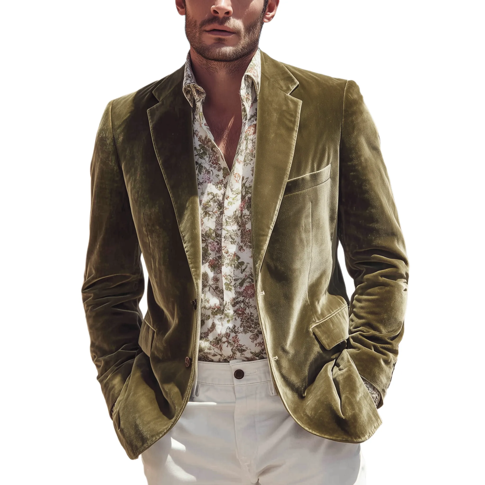 Men's Classic Vintage Velvet Single-breasted Slim-fit Blazer MTA2573H9K sold by Manly