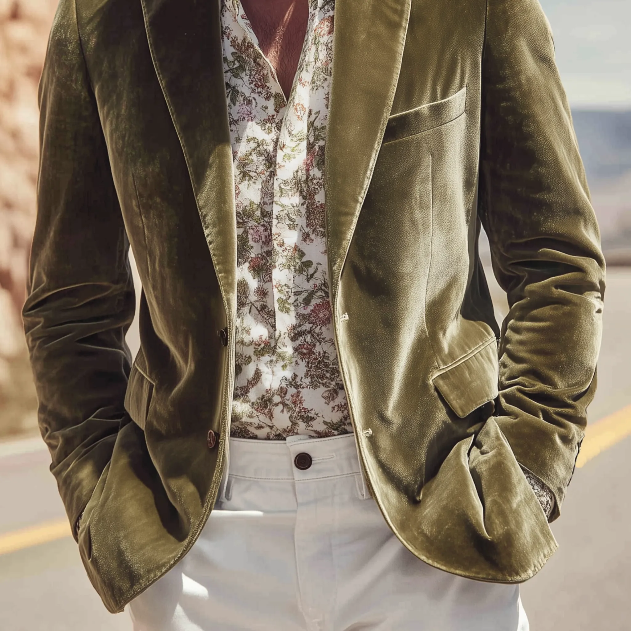 Men's Classic Vintage Velvet Single-breasted Slim-fit Blazer MTA2573H9K sold by Manly product image thumbnail 5