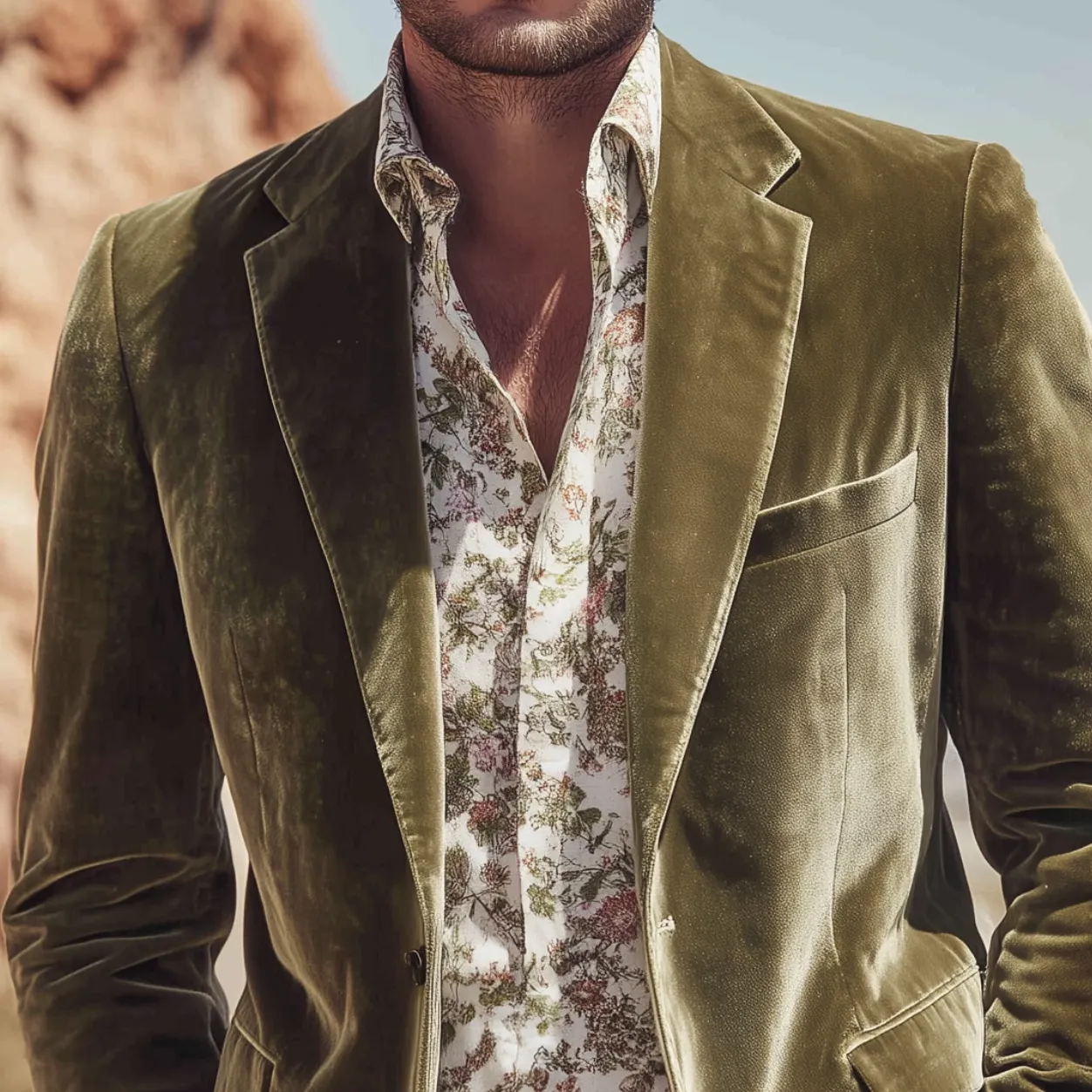 Men's Classic Vintage Velvet Single-breasted Slim-fit Blazer MTA2573H9K sold by Manly product image thumbnail 4