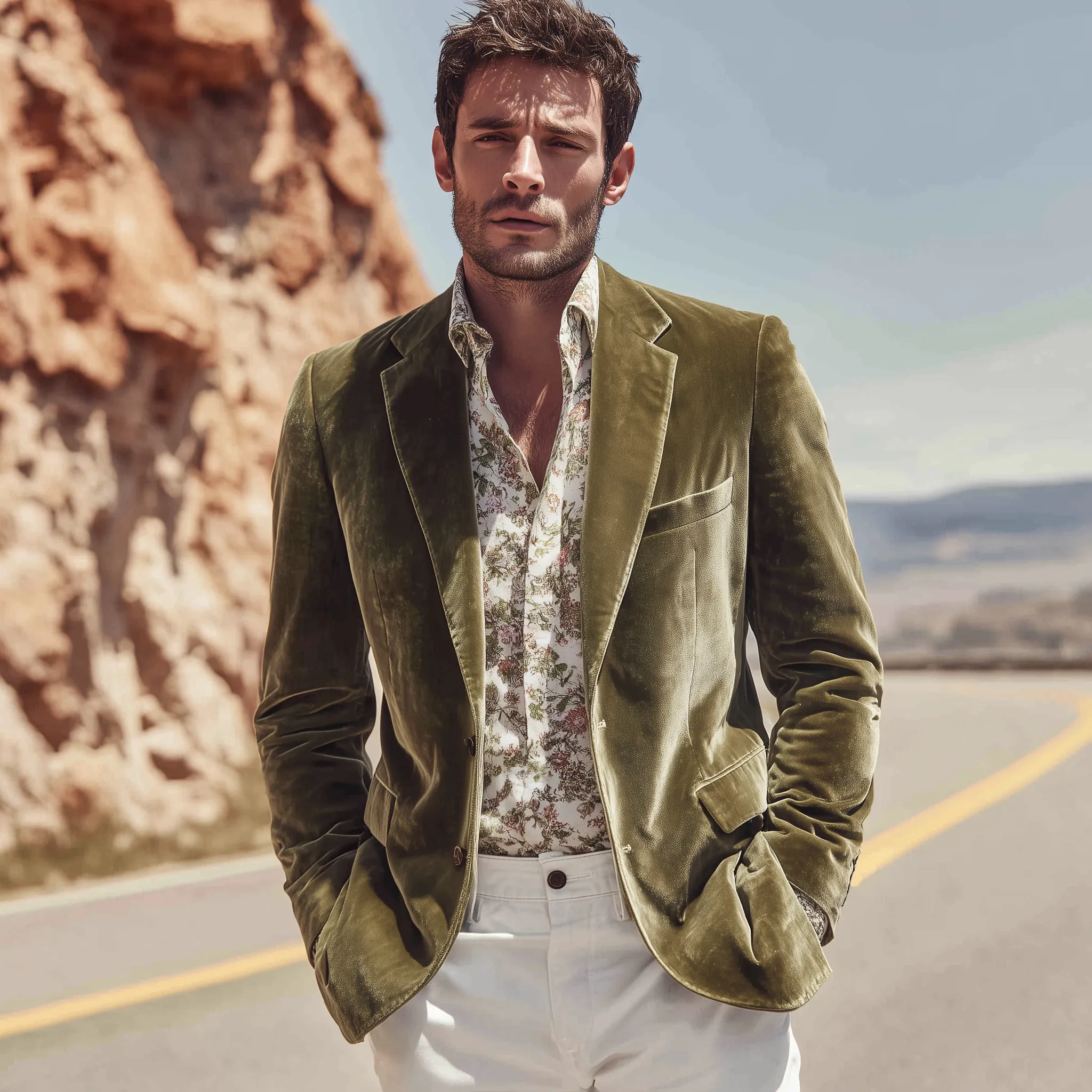 Men's Classic Vintage Velvet Single-breasted Slim-fit Blazer MTA2573H9K sold by Manly product image thumbnail 3