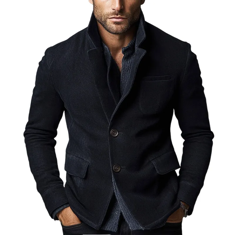 Men's Vintage Faux Wool Solid Color Casual Single-Breasted Jacket MTA2528H7X sold by Manly
