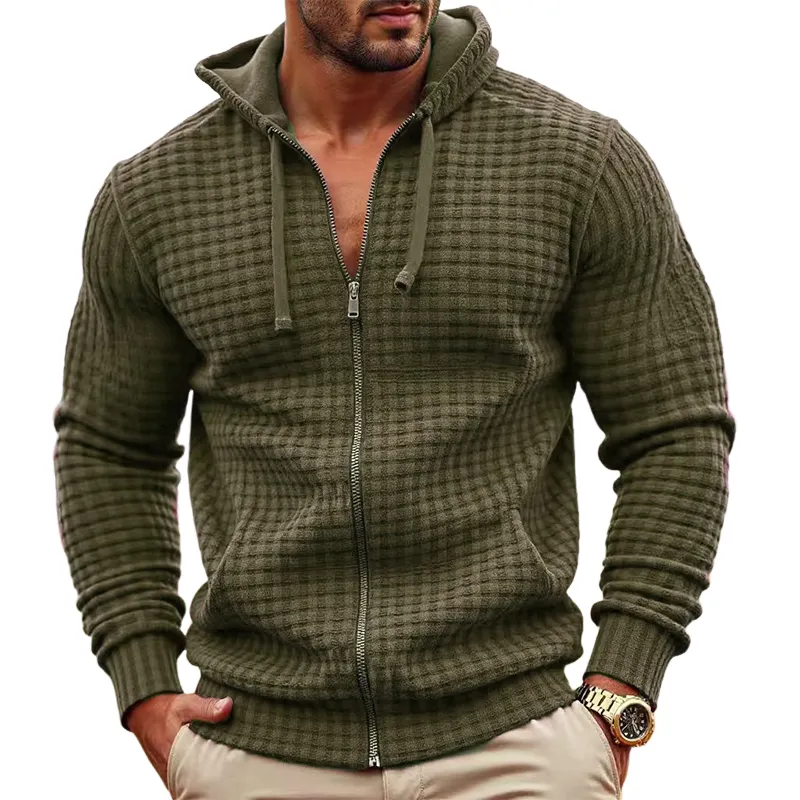 Men's Solid Color Loose Fleece Hooded Jacket MTA2560H3X sold by Manly