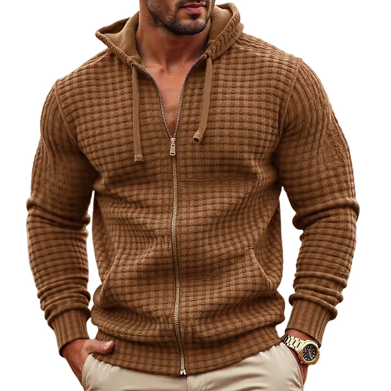 Men's Solid Color Loose Fleece Hooded Jacket MTA2560H3X sold by Manly product image thumbnail 5