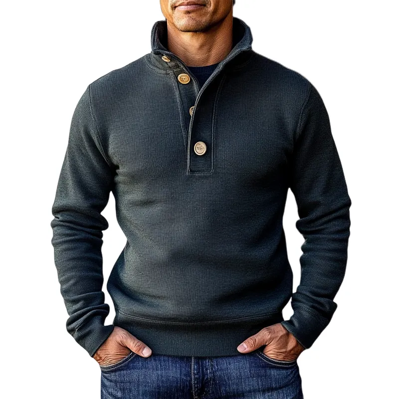 Men's Solid Color Stand Collar Loose Pullover Sweatshirt MTA2216H9X sold by Manly