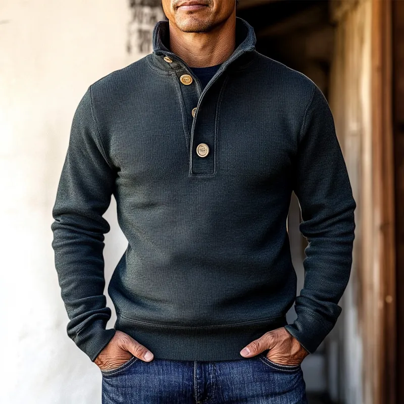 Men's Solid Color Stand Collar Loose Pullover Sweatshirt MTA2216H9X sold by Manly product image thumbnail 2