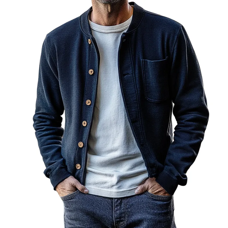 Men's Solid Color Casual Knitted Crew Neck Jacket MTA2271H1X sold by Manly