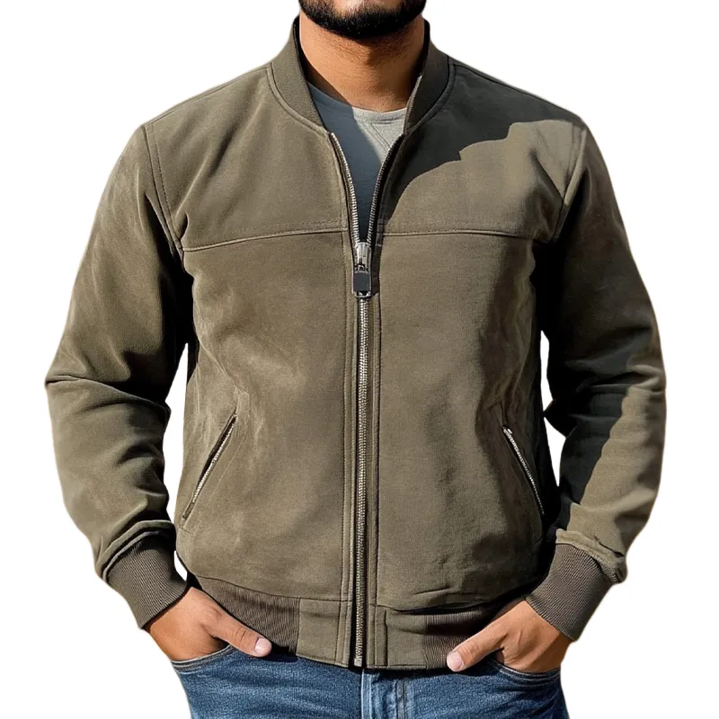 Men's Casual Baseball Collar Zip-Up Jacket MTA2508H2X sold by Manly