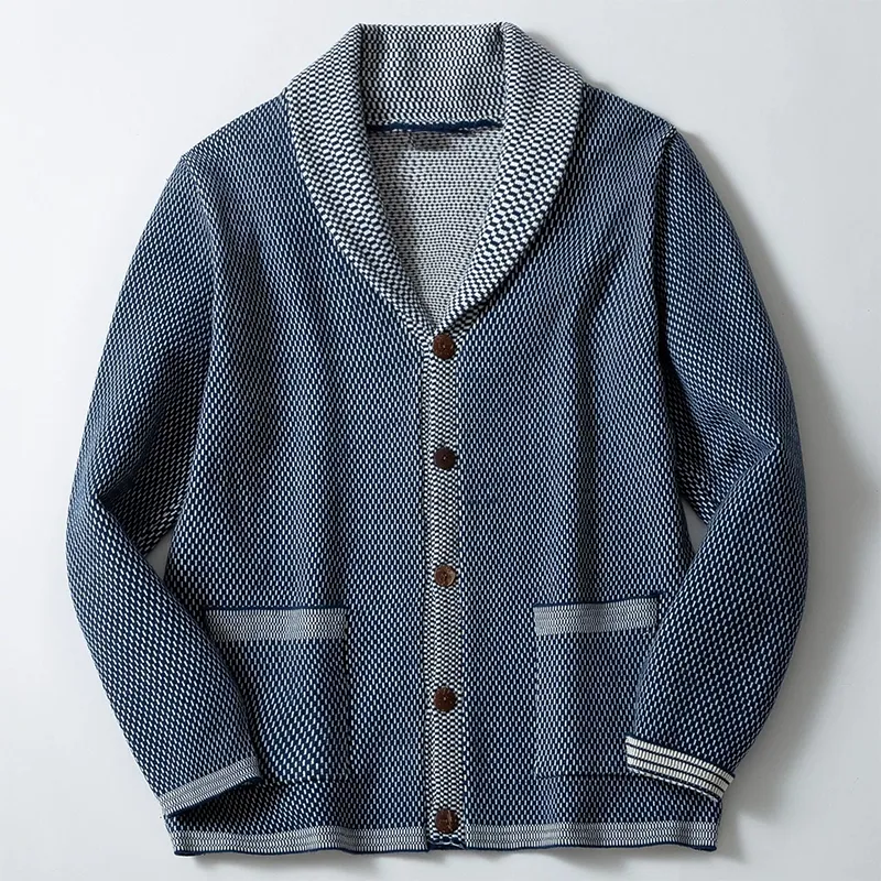 Men's Contrast Lapel Casual Knitted Cardigan MTA2527H7X sold by Manly product image thumbnail 3
