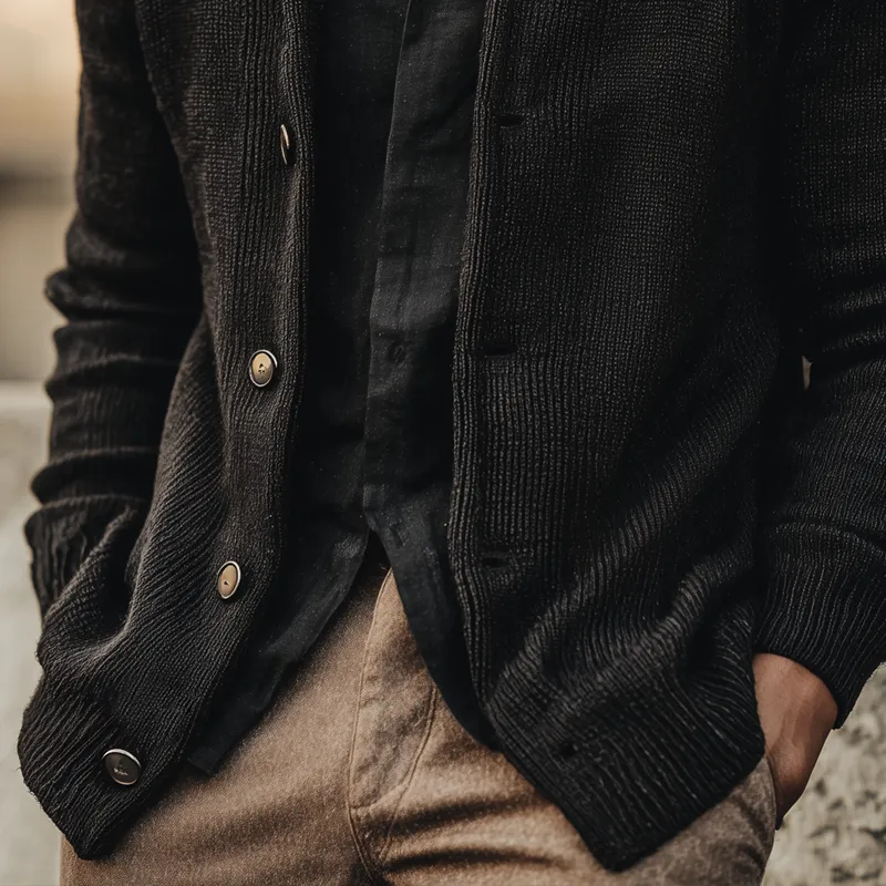 Men's Solid Knit Shawl Collar Single Breasted Casual Cardigan MTA2755H0Z sold by Manly product image thumbnail 3