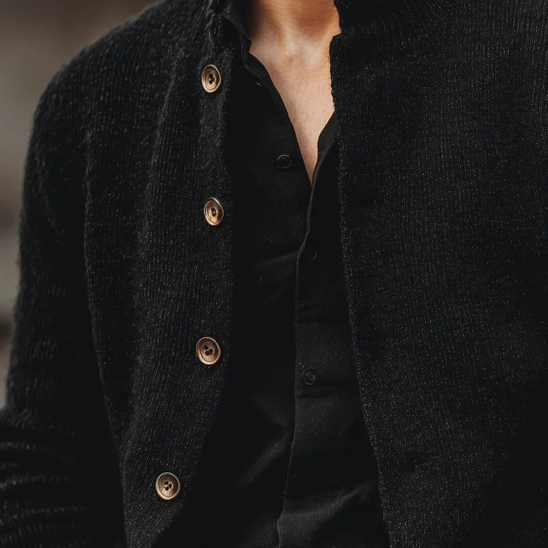 Men's Solid Knit Stand Collar Single Breasted Casual Cardigan MTA2792H0Z sold by Manly product image thumbnail 3