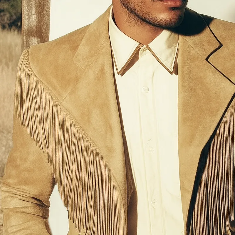 Men's Classic Western Style Fringed Suede Two-Button Blazer MTA2780H2U sold by Manly product image thumbnail 4
