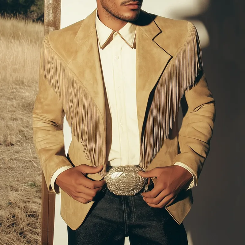 Men's Classic Western Style Fringed Suede Two-Button Blazer MTA2780H2U sold by Manly product image thumbnail 2