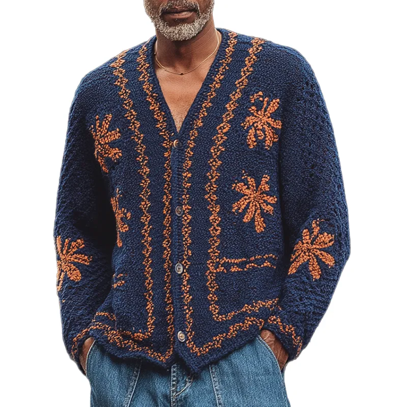 Men's Retro Contrast Knitted Cardigan MTA2666H0P sold by Manly